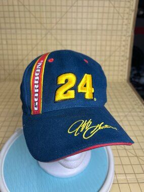 Jeff Gordon #24 DuPont NASCAR Embroidered Adjustable Hat Blue With Red & Yellow